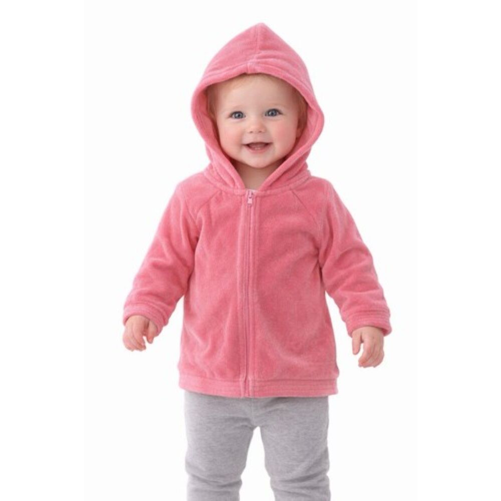 Gymboree Baby Girls Jacket Sz 6-12 Months Pink Terry Cotton Lined Hoodie Zip Up